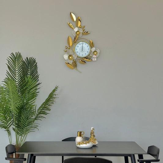 Gold Floral Wall Clock