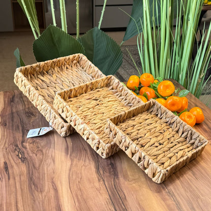 Natural Woven Square Tray & Basket Set