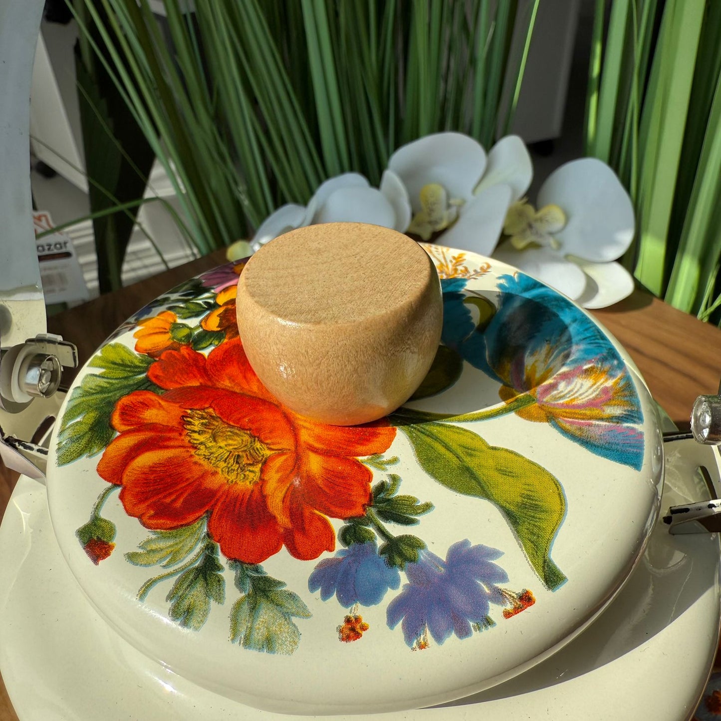 Stovetop Vintage Enamel 1.3/2L Teapot With Wooden Handle