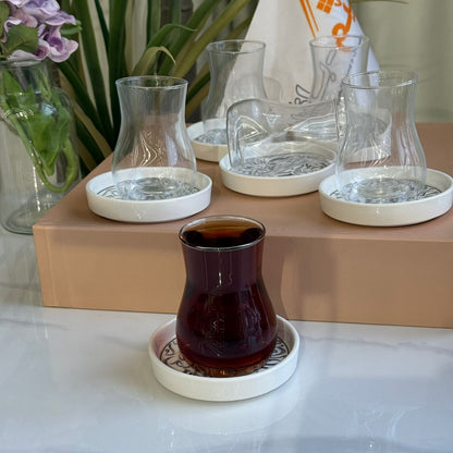Elegant Decorative Saucers & Tea Glass Set
