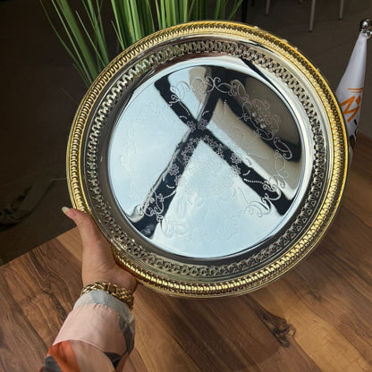 Luxury Decorative Gold Edge Round Tray