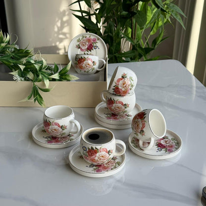 Floral Design Coffee Cup & Saucer Set