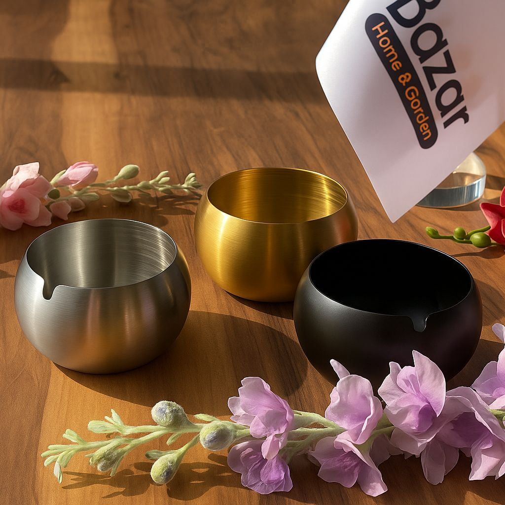 مجموعة منافض سجائر معدنية عصرية - تشكيلة ألوان ثلاثية