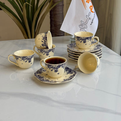 Classic Floral Coffee Cups & Saucers Set