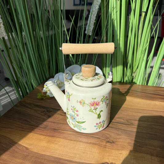 Stovetop Vintage Bloom Floral Teapot With Wooden Handle- 1.3/2L