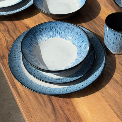 Aurora Mist -16-PCS Speckled Blue Dinnerware Set