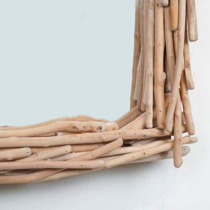 Natural Wood Wall Mounted Mirror
