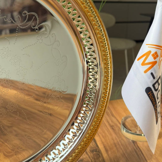 Luxury Decorative Gold Edge Round Tray
