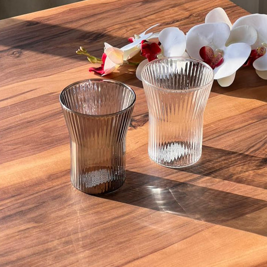 320ml Trasparent Iced Coffee Vertical Pattern Glass