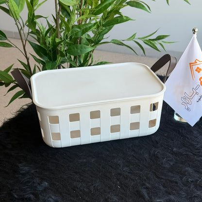 Stackable & Ventilated Design Plastic Storage Baskets With Handles