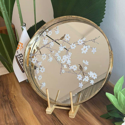 Elegant Floral Mirror Trays