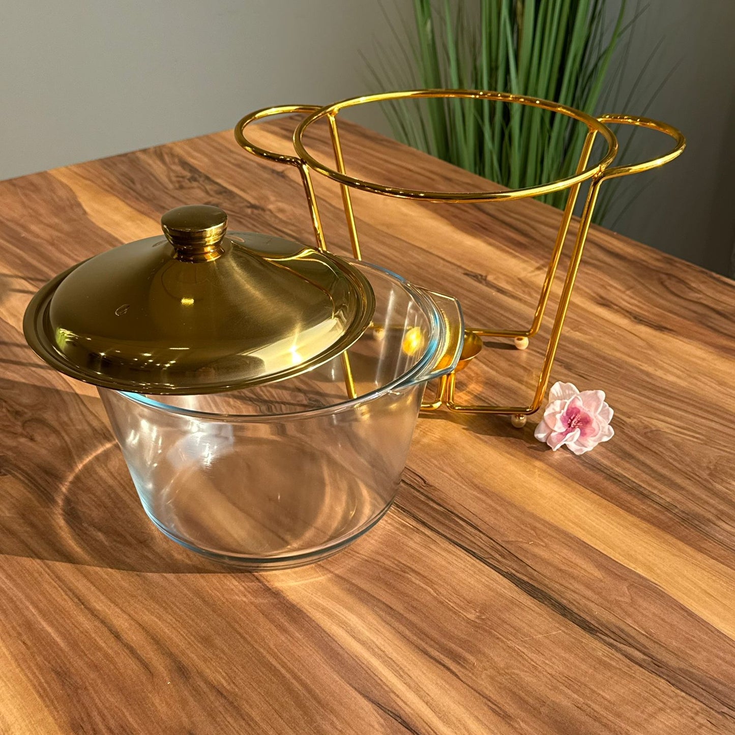 مجموعة أطباق تقديم الطعام الزجاجية الذهبية الفاخرة - تصاميم بيضاوية ودائرية