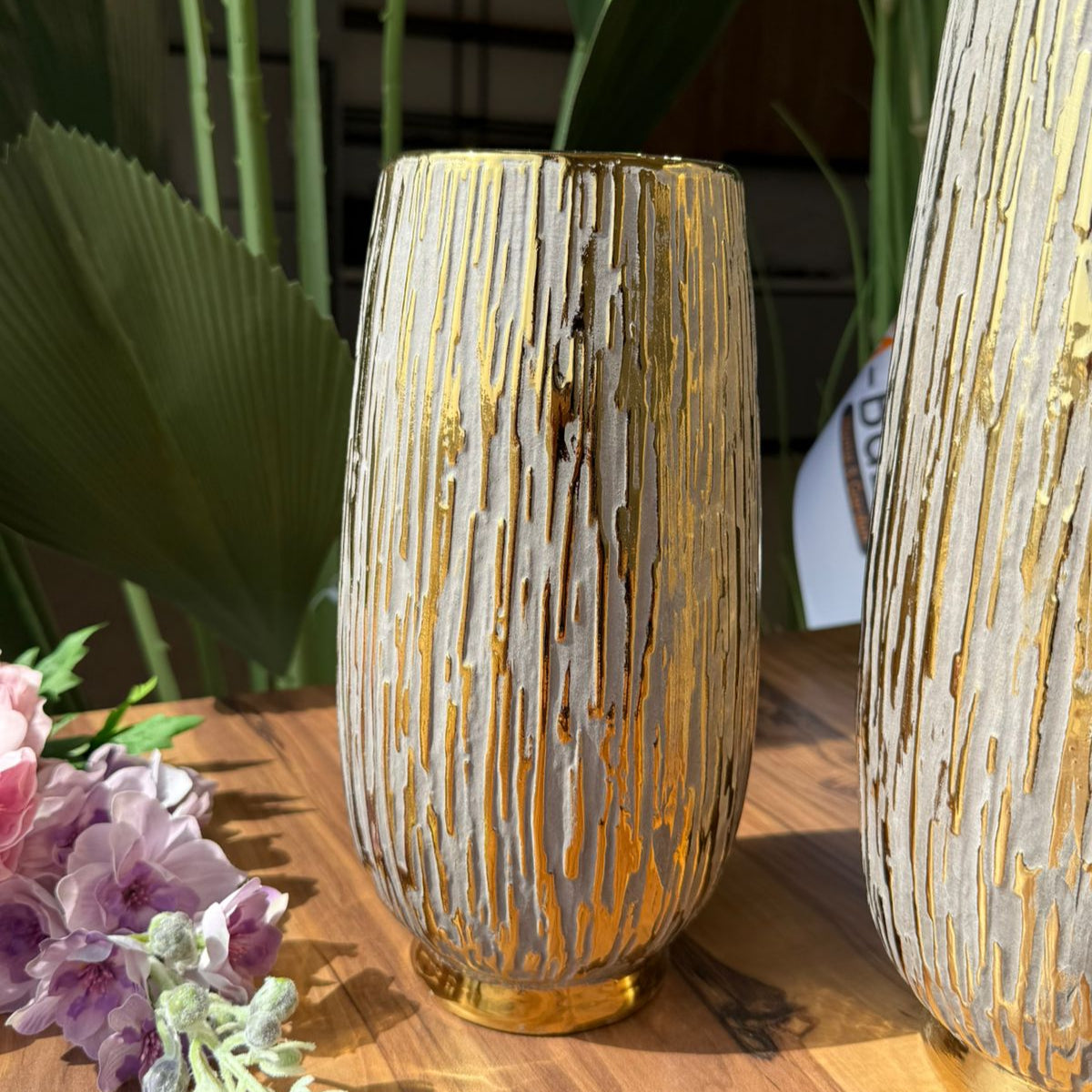 Golden Bark Ceramic Vases