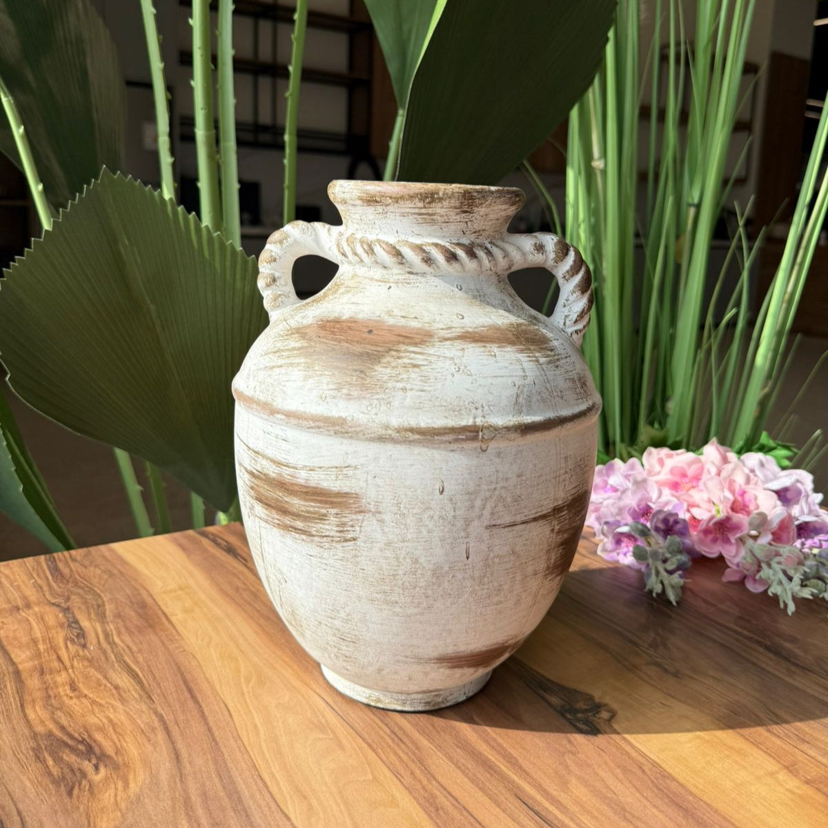 Antique Rope-Handled Amphora Vase