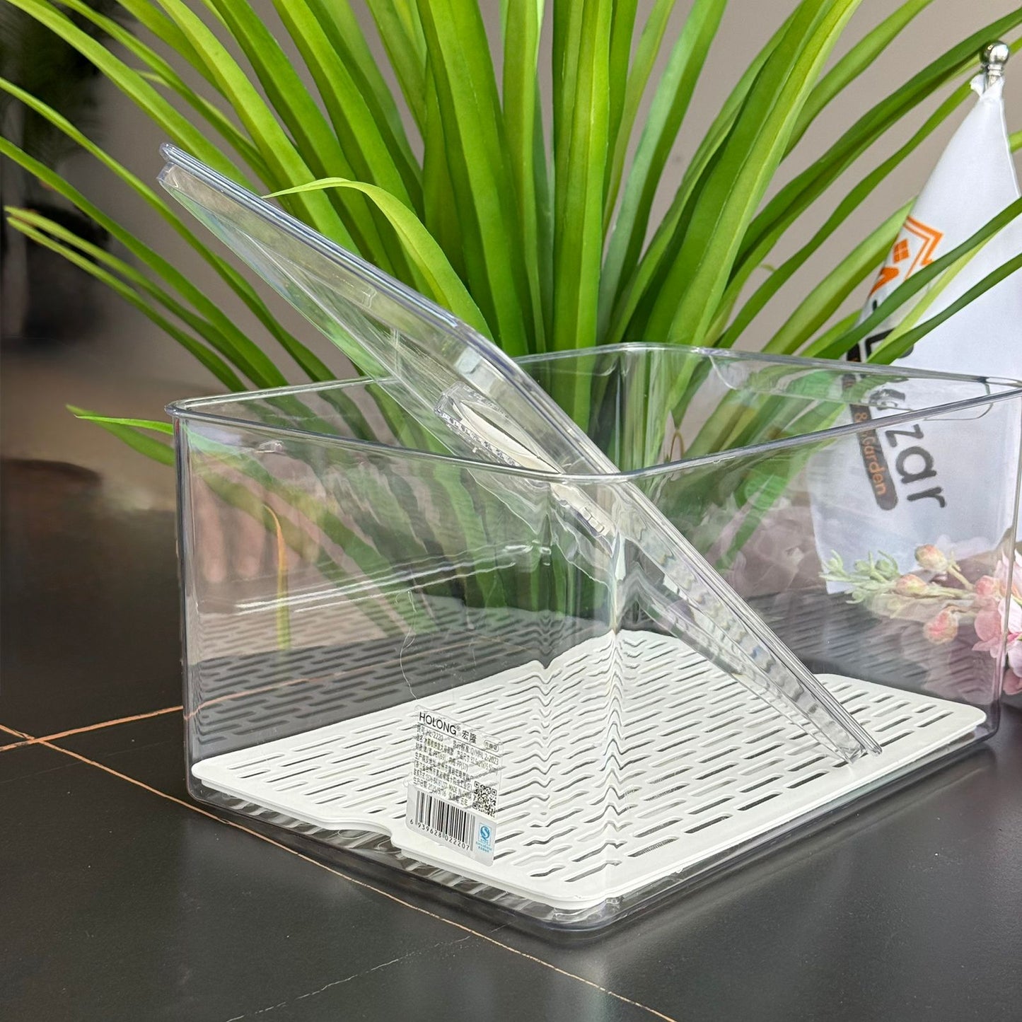 Refrigerator Storage Box With Removable Drain Tray