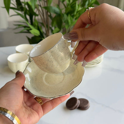 Classic Stoneware Coffee Cup & Saucer Set