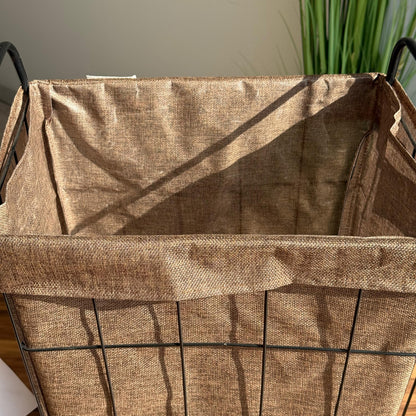 سلة تخزين معدنية متعددة الاستخدامات مع بطانة داخلية من القماش