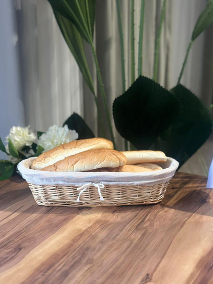 2 Sized Oval Wicker Willow Storage Basket With Cloth Lining