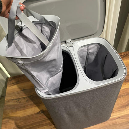 Dual-Compartment Fabric Laundry Hamper