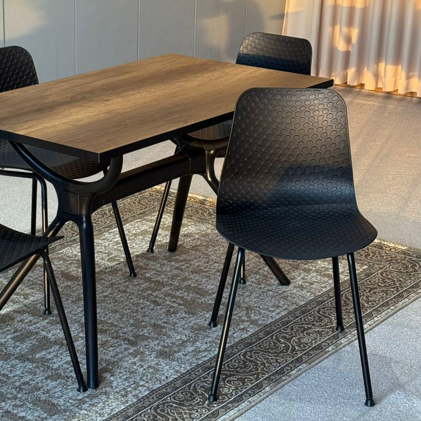 Milo Table & Black Modern Chairs Dining Set