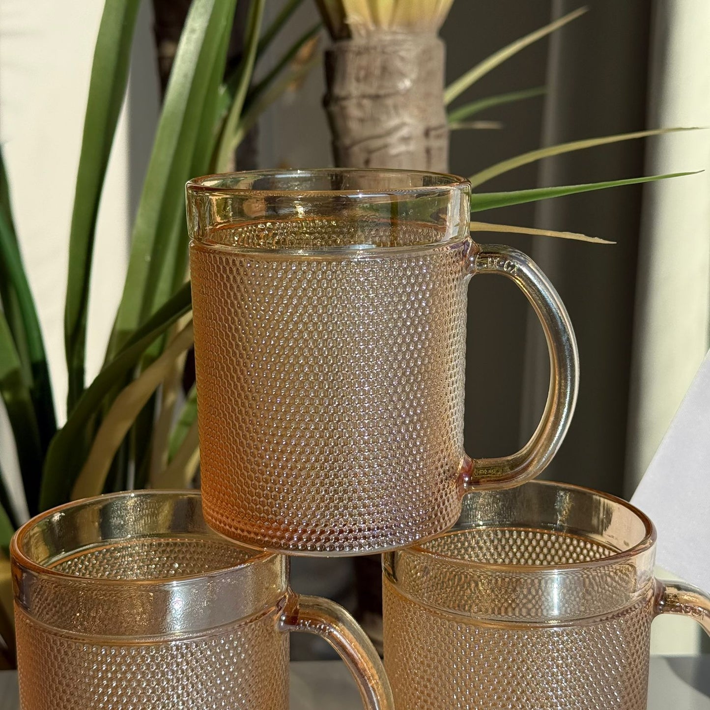 Elegant Glass Tea Cups - Set Of 3