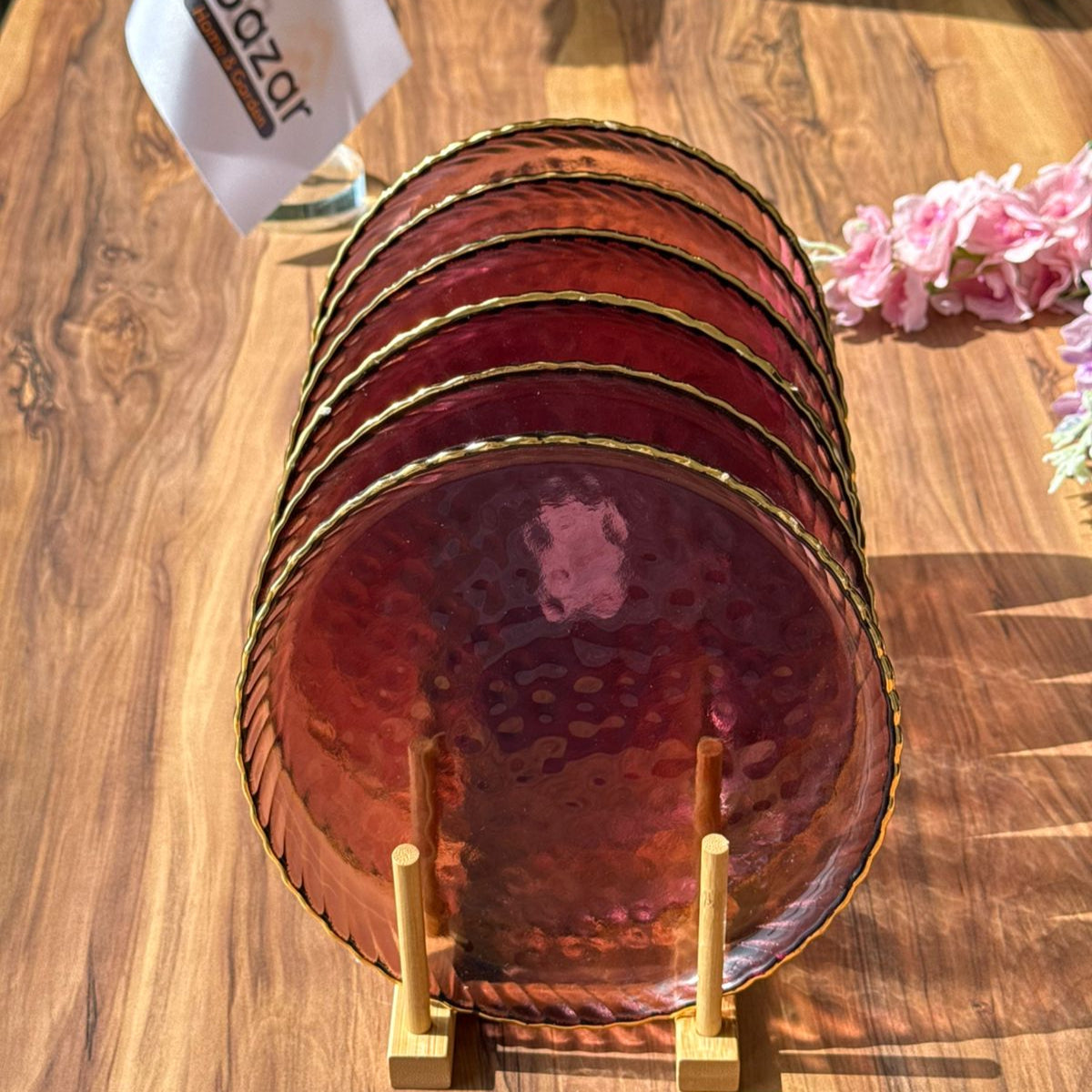 طقم أدوات مائدة زجاجي فاخر متموج - 6 قطع