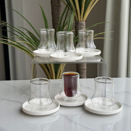 Modern Double-Wall Tea Glass & Saucer Set