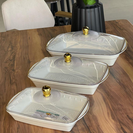 3 Sized Acrylic Casserole Dish With Lid