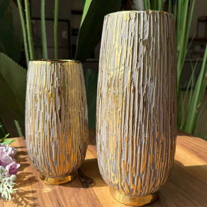 Golden Bark Ceramic Vases