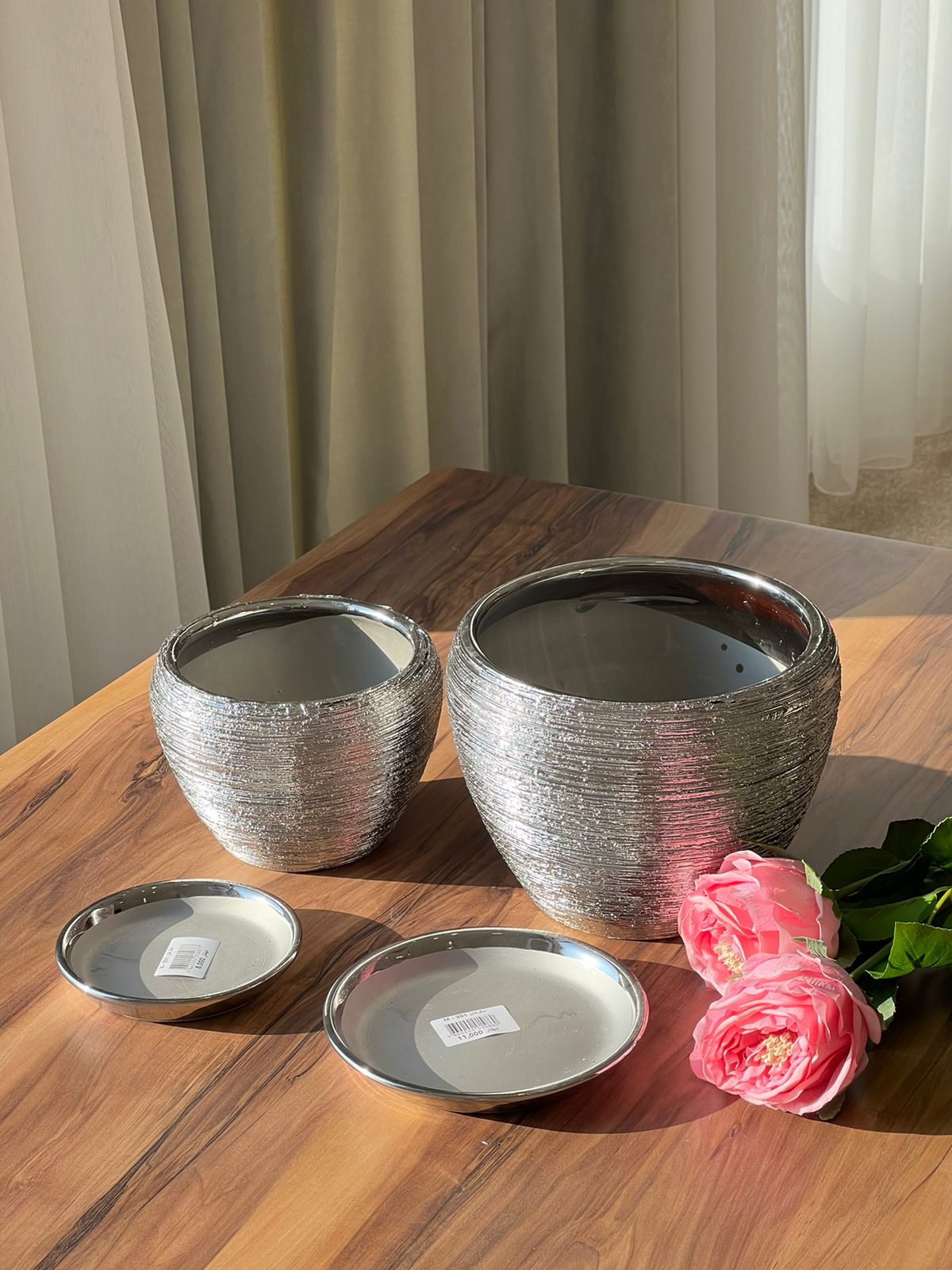 Vintage Silver Indoor/Outdoor Ceramic Planter