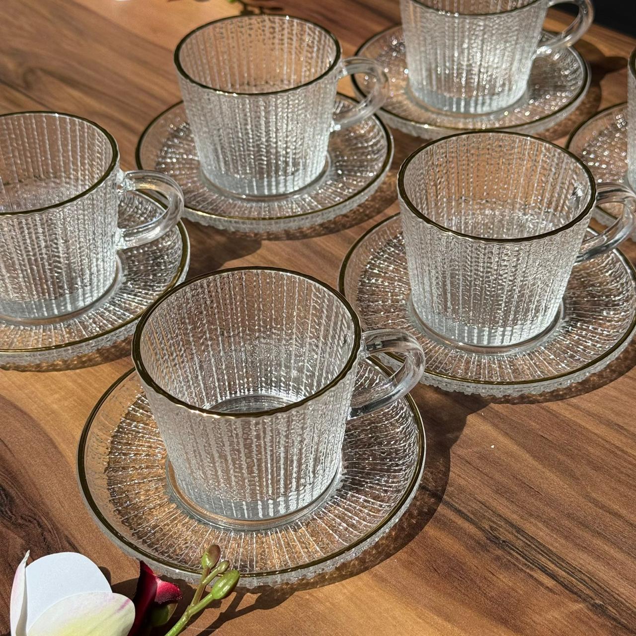 Classic Elegance Golden Rim - Glass Teacup Set