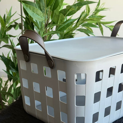 Stackable & Ventilated Design Plastic Storage Baskets With Handles