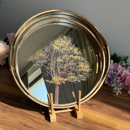 Round Luxury Serving Tray With Tree Artwork