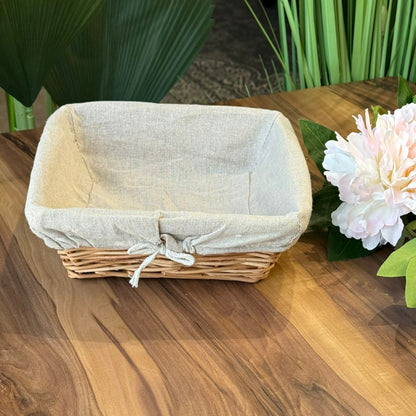 Wicker Willow Storage Basket With Cloth Lining