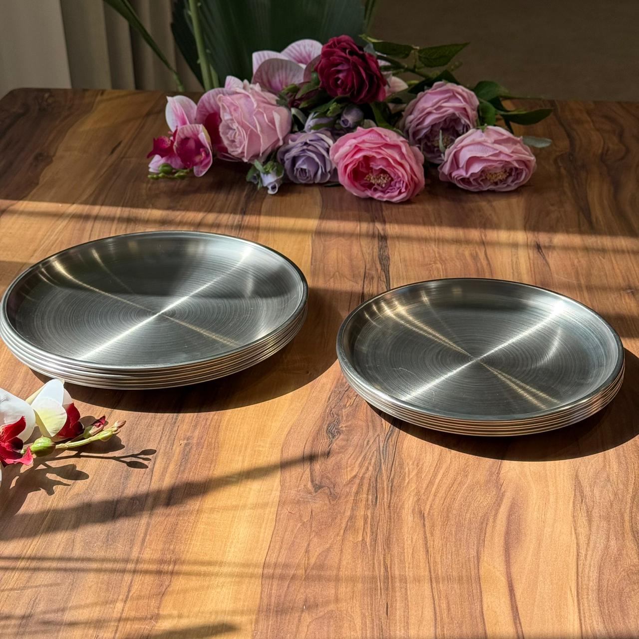 Multi-Purpose -Silver- Stainless Steel Plates Trays