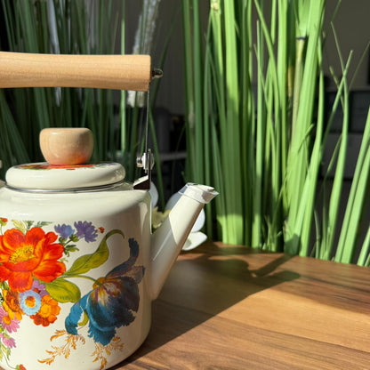 Stovetop Vintage Enamel 1.3/2L Teapot With Wooden Handle