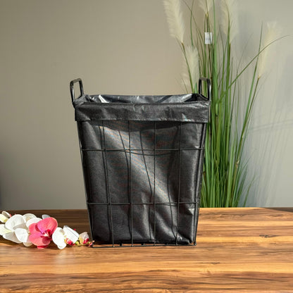 سلة تخزين معدنية متعددة الاستخدامات مع بطانة داخلية من القماش