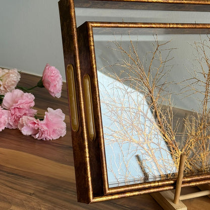 Golden Winter Tree Acrylic Serving Tray