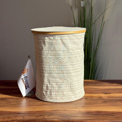 سلة تخزين قماشية بلمسات من الخيزران