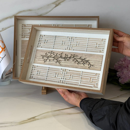 Luxury Elegant Wooden Serving Tray Set