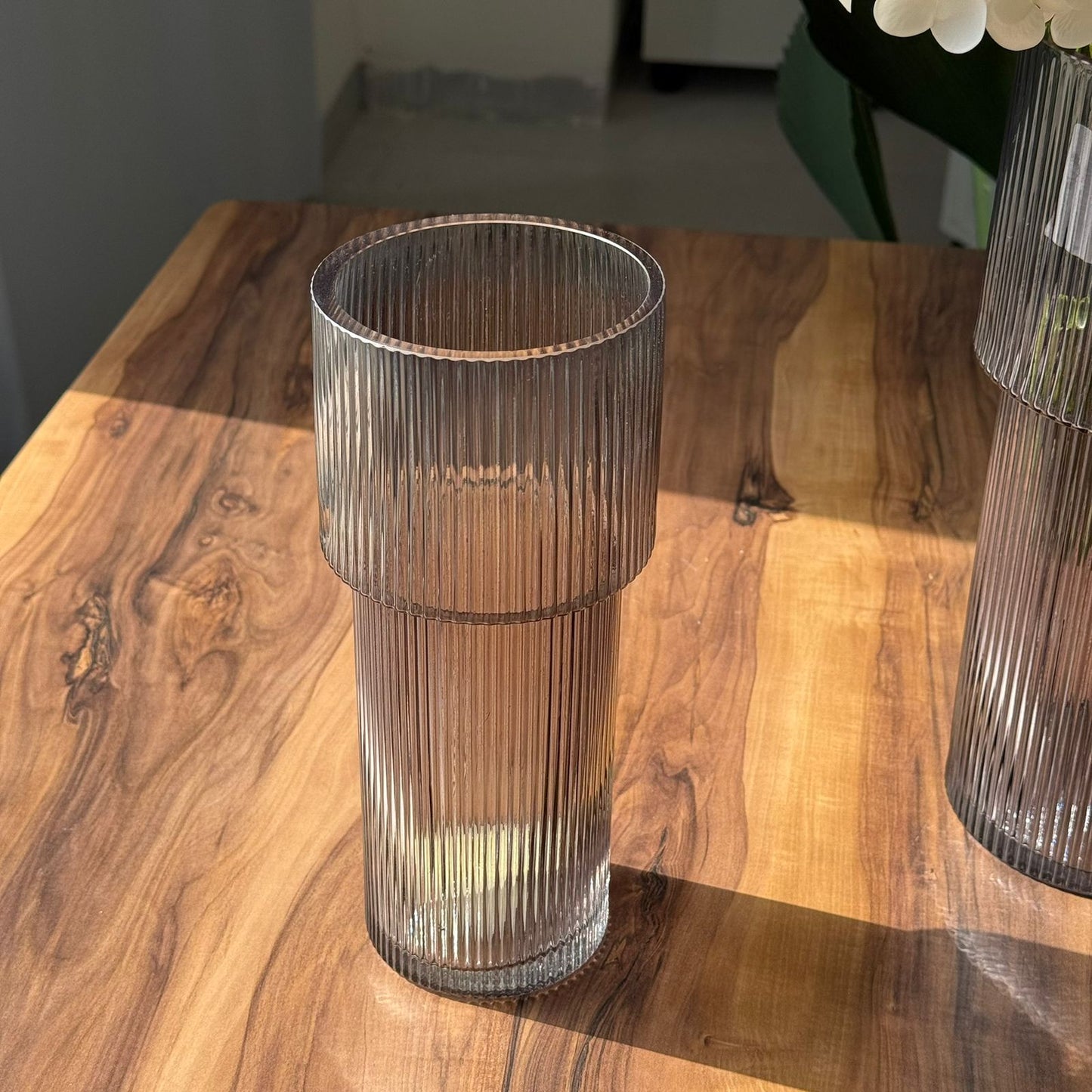 Modern Crest Smoky Grey Glass Vases