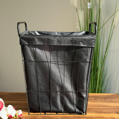 سلة تخزين معدنية متعددة الاستخدامات مع بطانة داخلية من القماش