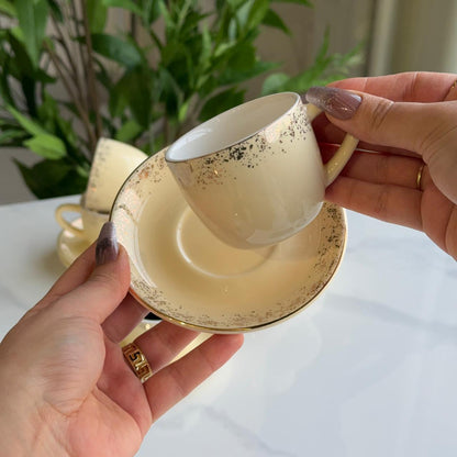 Elegant Stoneware Coffee Cup & Saucer Set