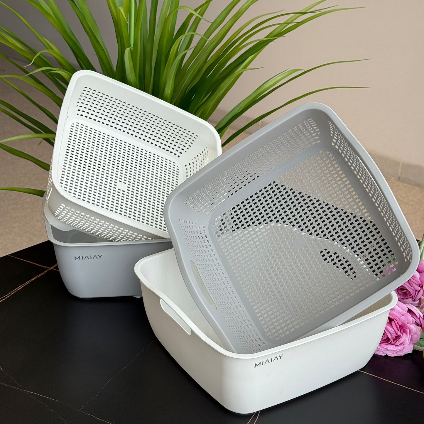 Double-Layer Plastic Drain Basket - Square