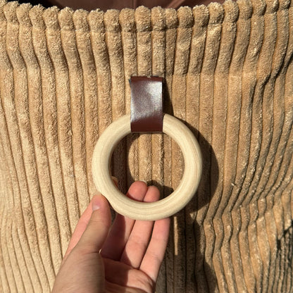 Corduroy Storage Basket with Wooden Ring Handles
