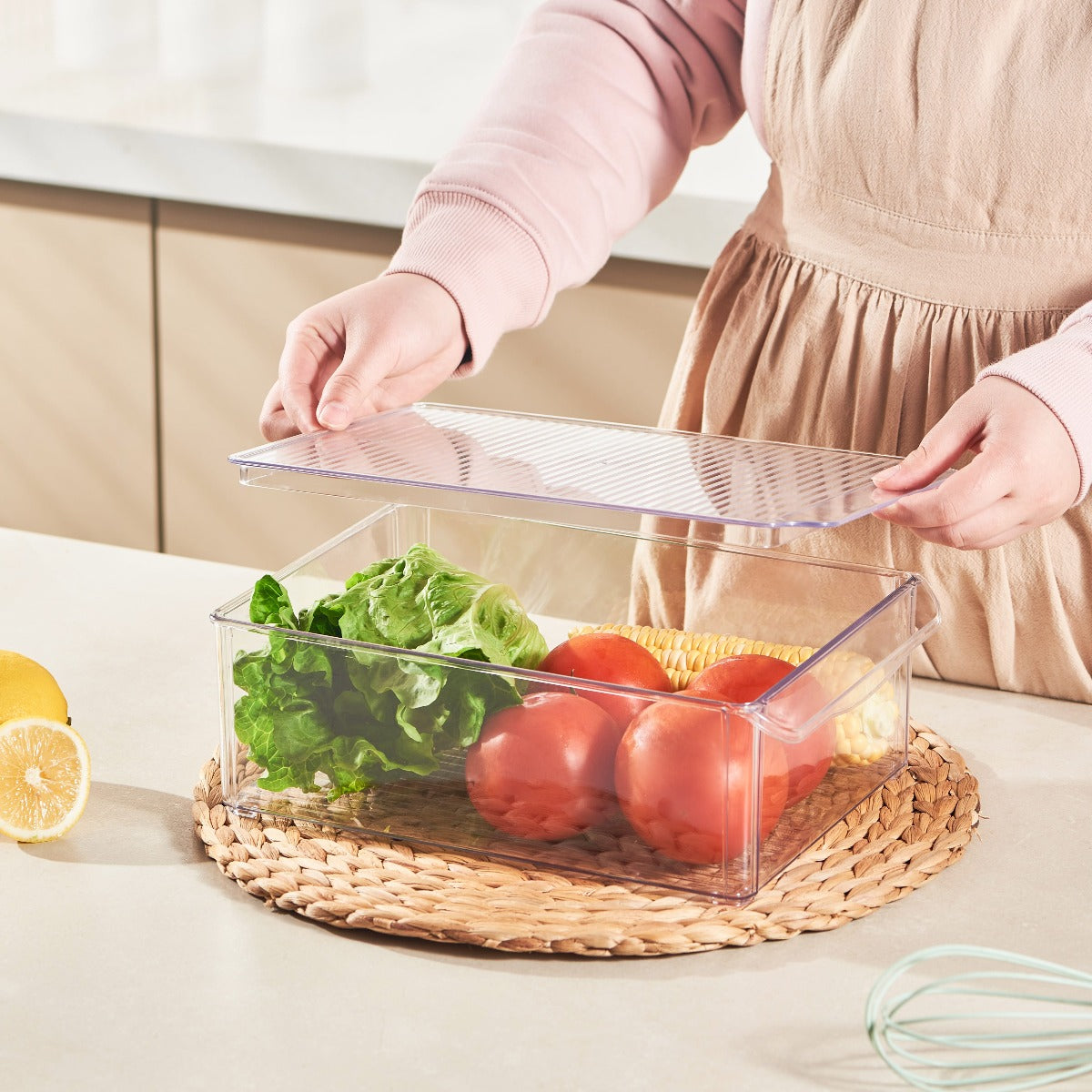 Refrigerator Storage Box With Removable Drain Tray