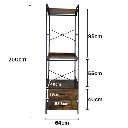 Standing Rack with Wooden Shelves