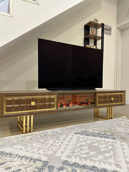 TV Table With Electric Fireplace