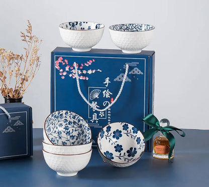 6 Pack Japanese Style Ceramic Bowl Set
