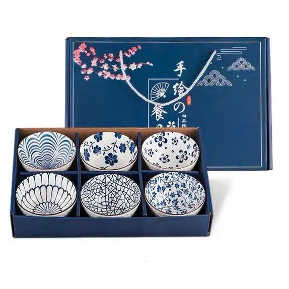 6 Pack Japanese Style Ceramic Bowl Set